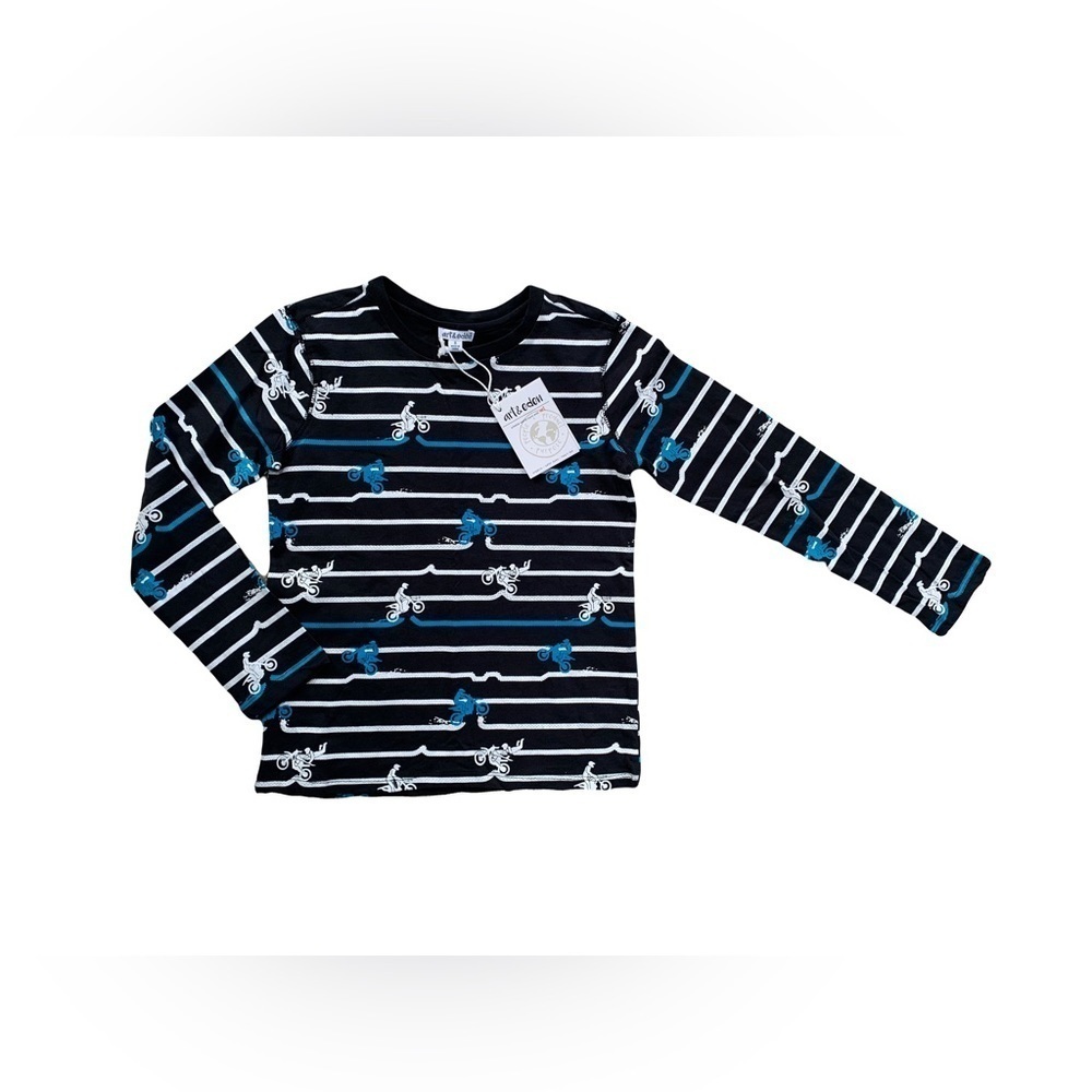 Art & Eden NWT Size 8 Long Sleeve Motorcycle Striped Shirt